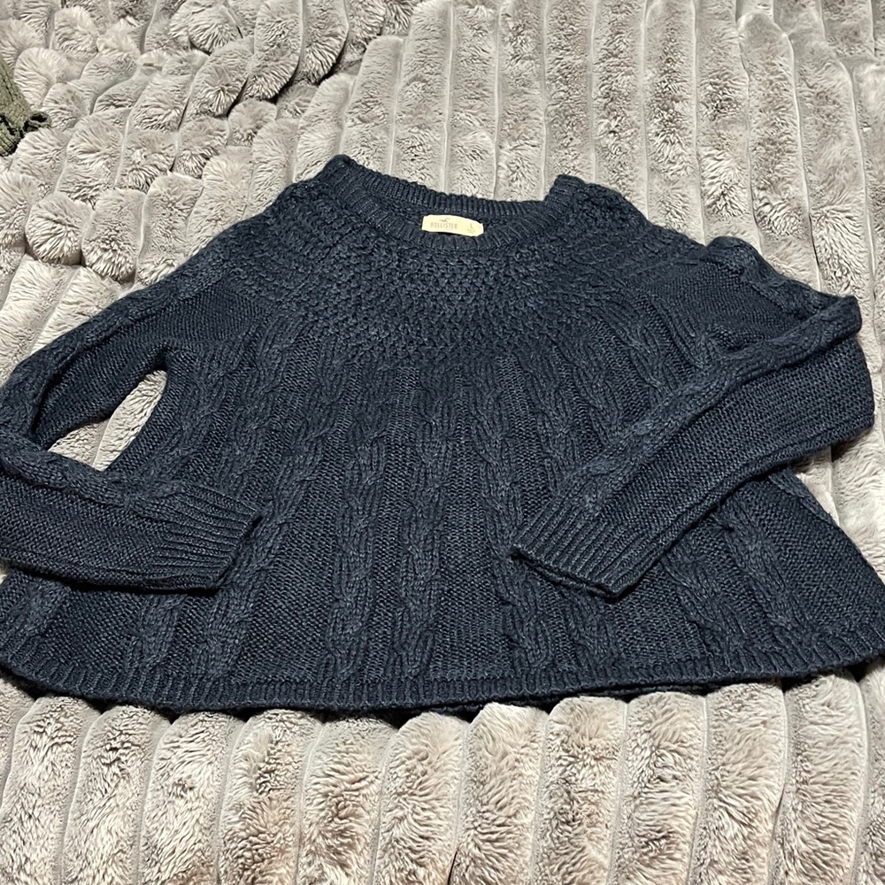 Hollister Dark Blue Cable Knit Sweater